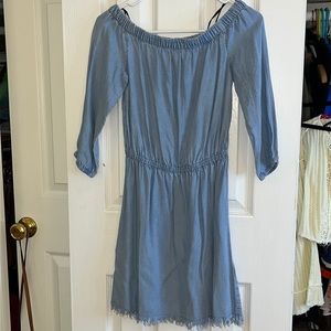BEBE Soft Denim Stretch over the shoulder dress